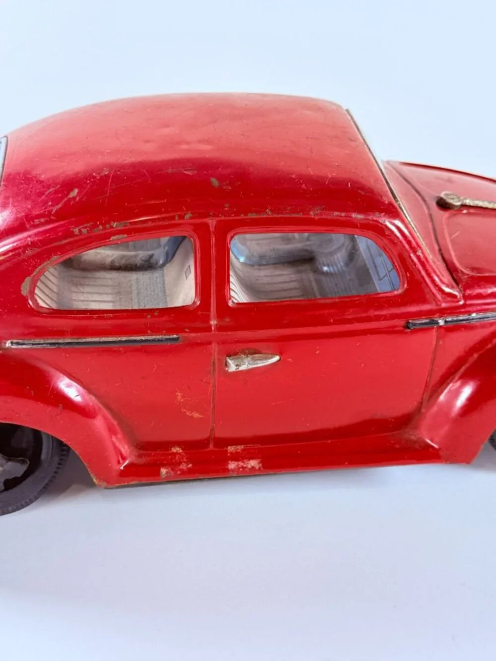 Vintage Bandai VW Volkswagen Beetle Tin Battery Operated Toy Car Japan Damaged